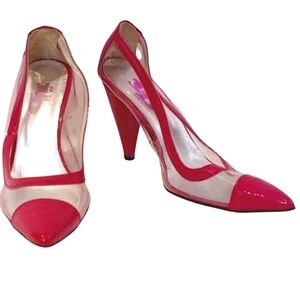 Brown's ID Barbie Pink Patent/Clear Cone Heel Italian Made Pump- Sz. 6.5…